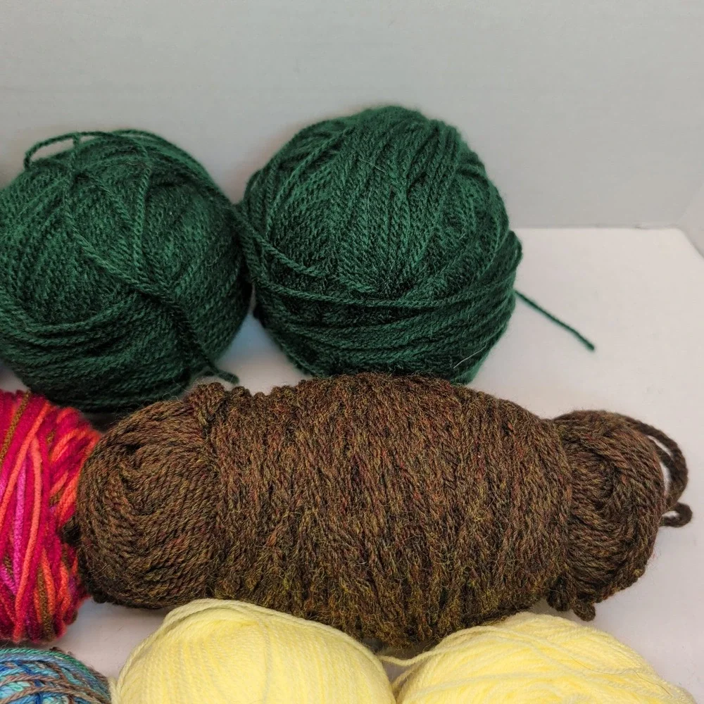 Remnant Yarn Lot 13pc Mixed Colors Weights Textures Unknown Brand Appx 3 lb